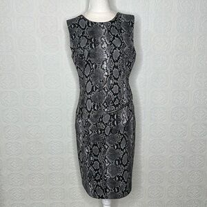 MICHAEL KORS | Snake Print Sleeveless Black & Gray Dress with Zipper Detail